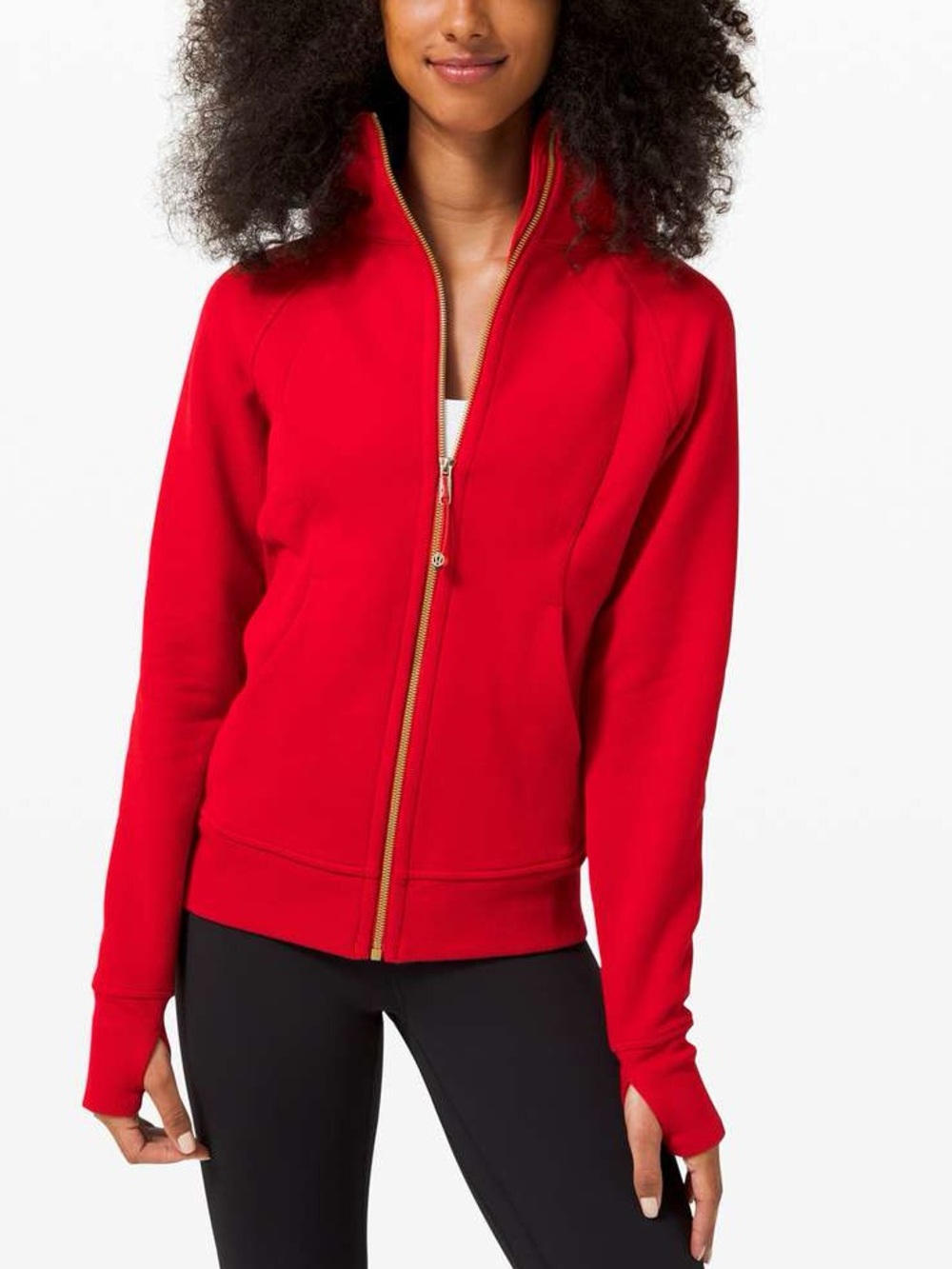 Lululemon Scuba Light Cotton Fleece Full Zip Hoodie Dark Red Gold Size 8
